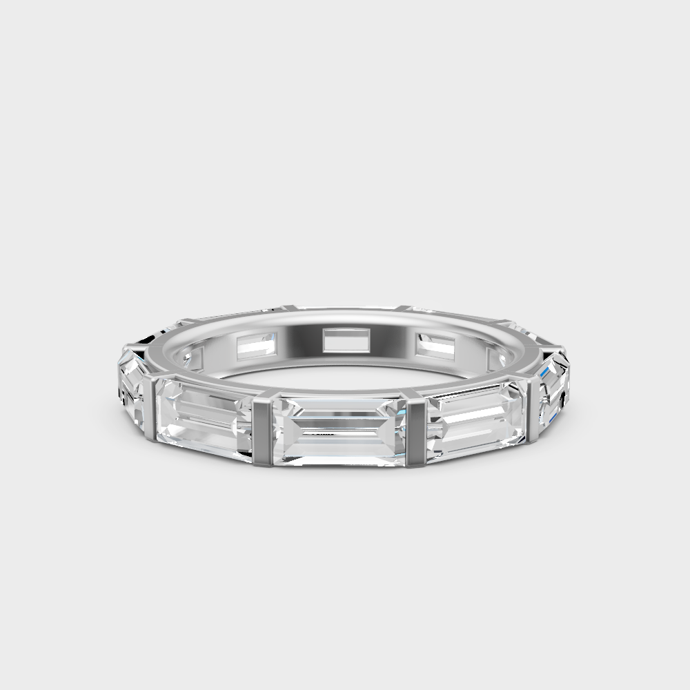 Premium 950 Platinum Eternity Ring Showcasing A 3.66 Carat Baguette Diamond Design