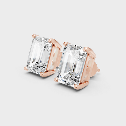 Luxury 1.25 Ct Each Emerald Diamond Earrings Rose Gold
