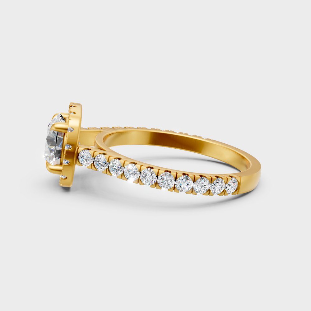 9K Yellow Gold Round-Shaped Lab-Grown Diamond Ring For Sophisticated Ethical Luxury