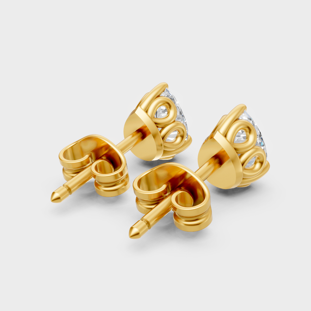 Ethical Luxury 1 Ct Lab Diamond Stud Earrings Yellow Gold