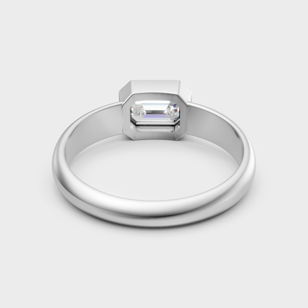 Platinum ring with a diamond of Emerald cut