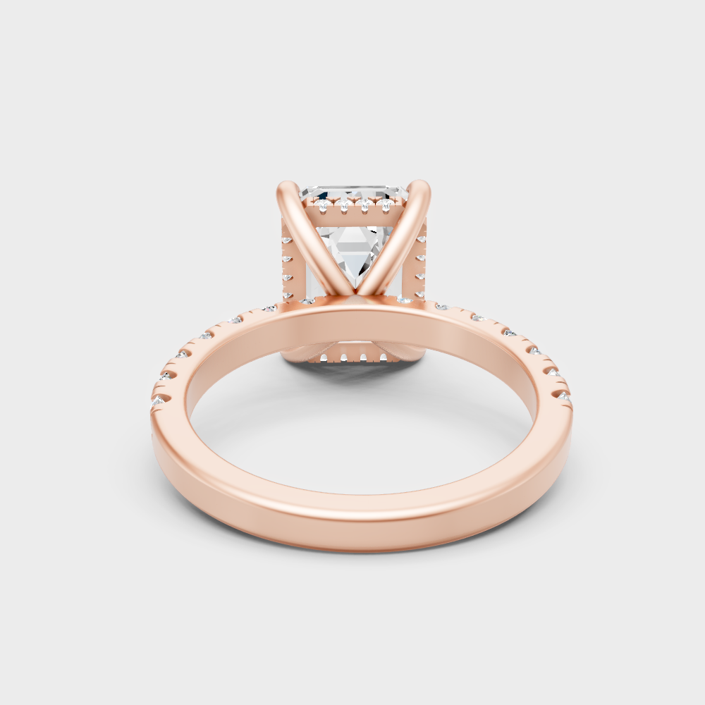  Luxury Rose Gold Engagement Ring With A Certified 4.30Ct Emerald Hidden Halo