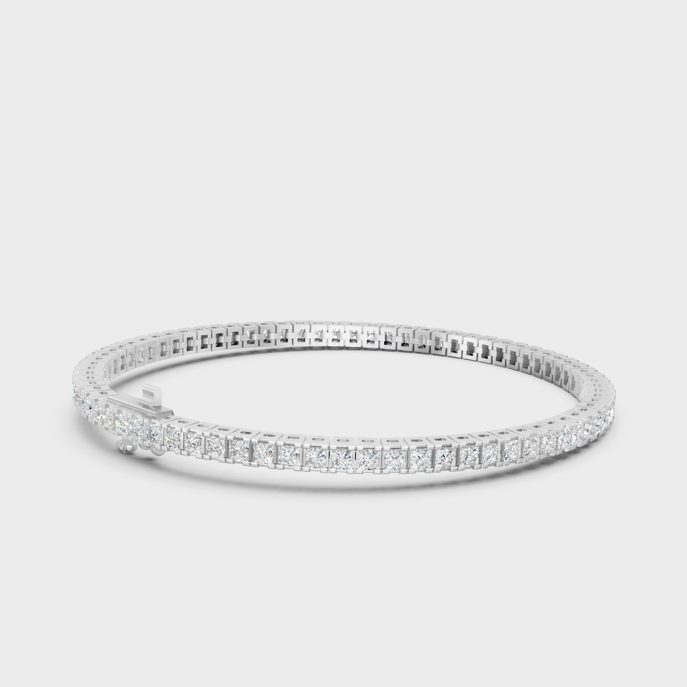 Hallmark 18K White Gold Lab-Grown Princess Cut Diamond Bracelet