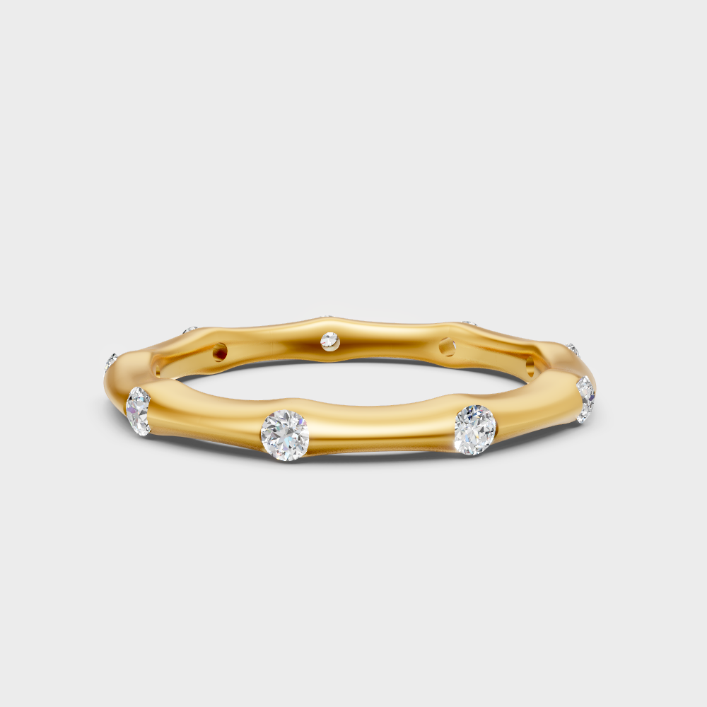  Yellow Gold Round Diamond Band For Timeless And Ethical Everyday Wear.