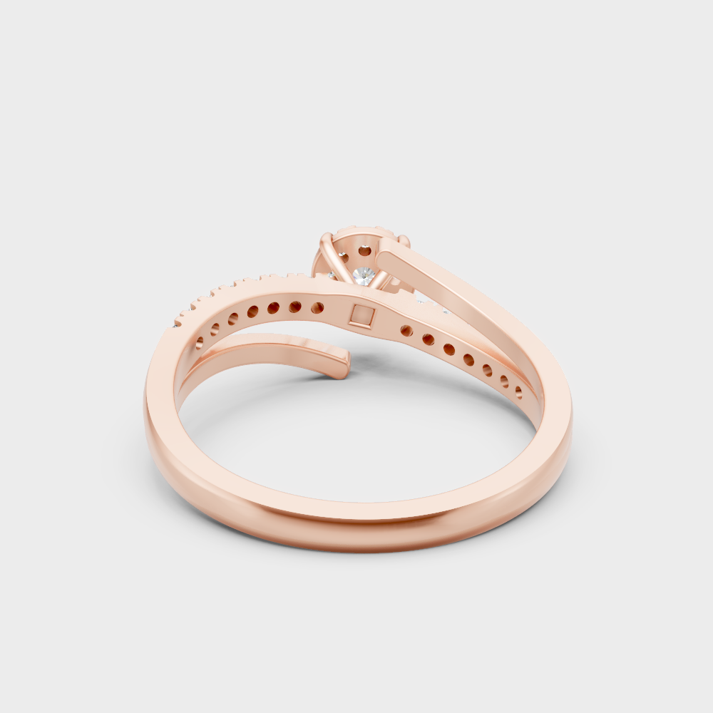 Blush Rose Gold Ring With Hallmarked Round Lab-Grown Diamond Detail