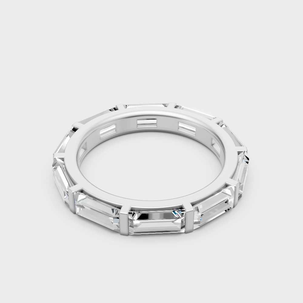 9K White Gold Baguette Lab-Grown Diamond Band With High-Brilliance Finish