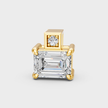 Classic 14K Yellow Gold Solitaire Charm Featuring An Emerald-Cut Lab Diamond