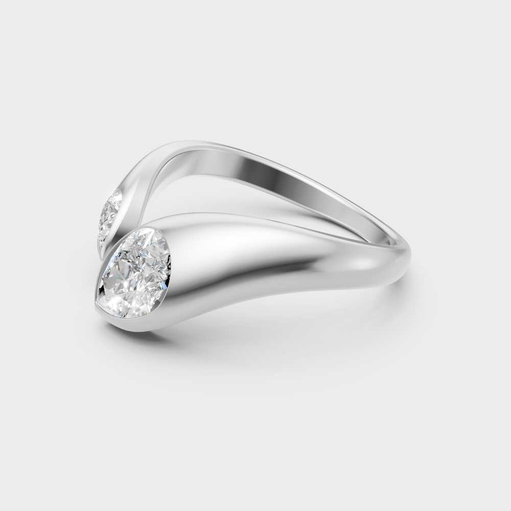 white gold pear-shaped lab-grown diamond ring with hallmark gold quality