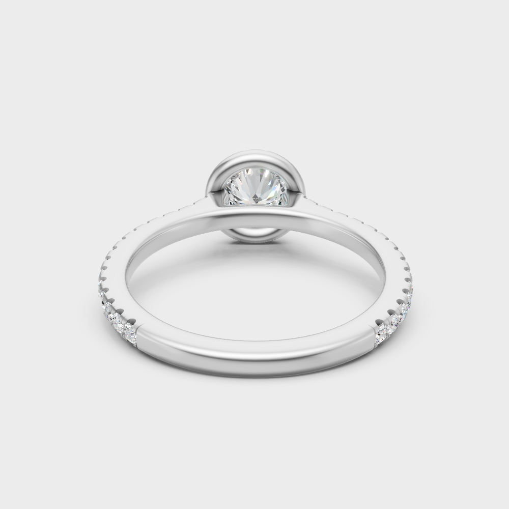 White Gold Round-Shaped Lab-Grown Diamond Halo Ring With Hallmark Quality