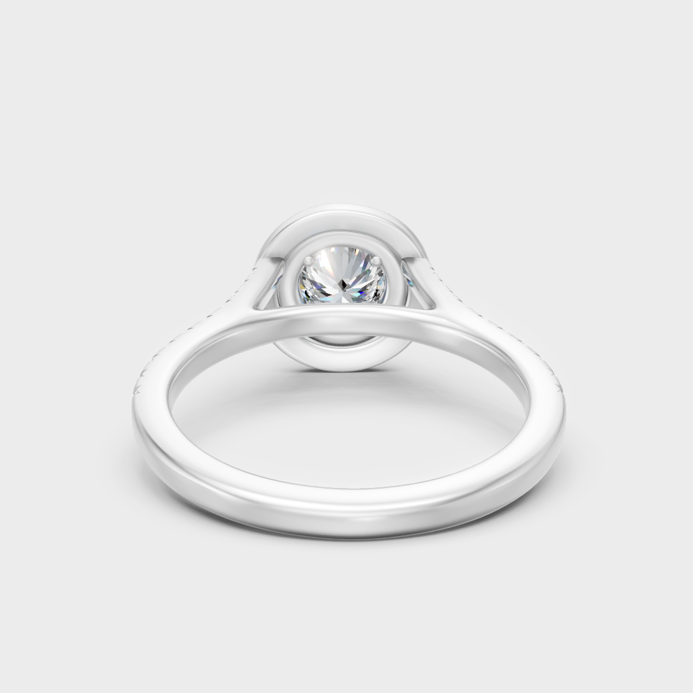 White Gold Round-Shaped Lab-Grown Diamond Double Halo Ring With Hallmark Quality