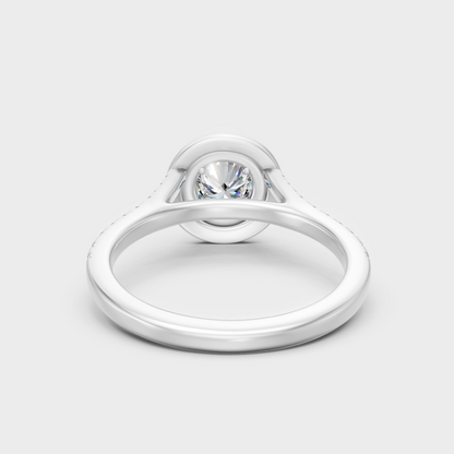 White Gold Round-Shaped Lab-Grown Diamond Double Halo Ring With Hallmark Quality