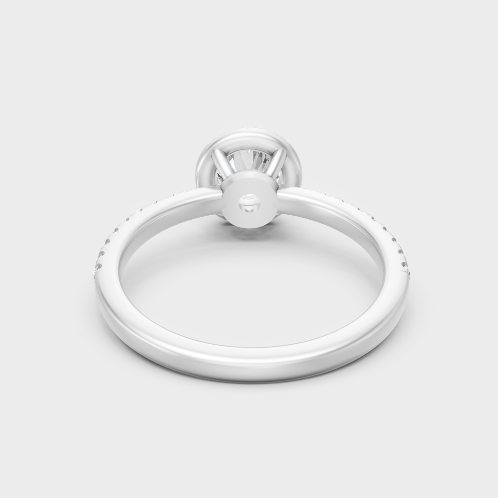 White Gold Round-Shaped Lab-Grown Diamond Halo Ring With Hallmark Quality