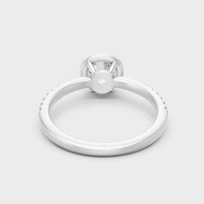 White Gold Round-Shaped Lab-Grown Diamond Halo Ring With Hallmark Quality