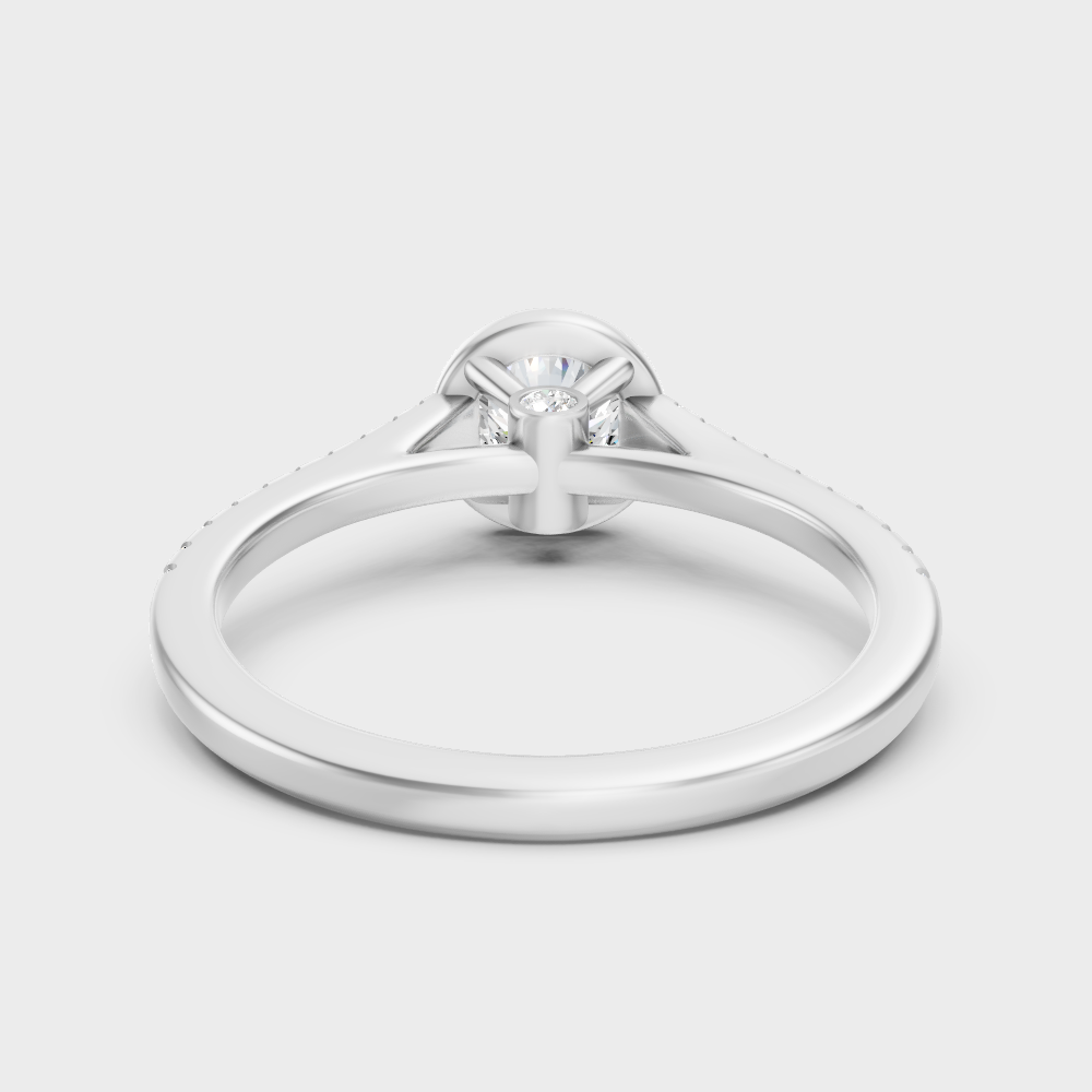 White Gold Round-Shaped Lab-Grown Diamond Halo Ring With Hallmark Quality