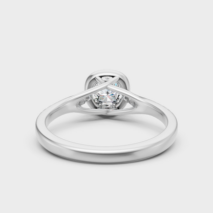 White Gold Round-Shaped Lab-Grown Diamond Halo Ring With Hallmark Quality