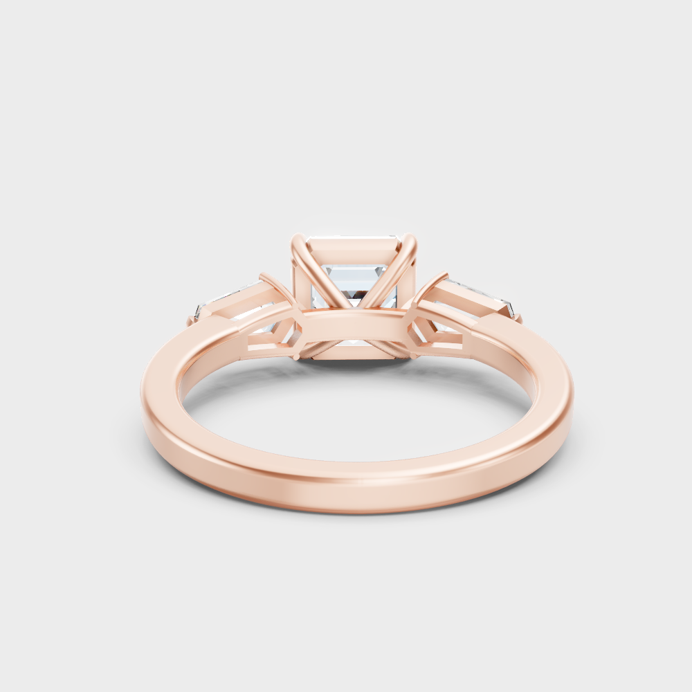 Blush Rose Gold Ring With Hallmarked Asscher Lab-Grown Diamond Detail