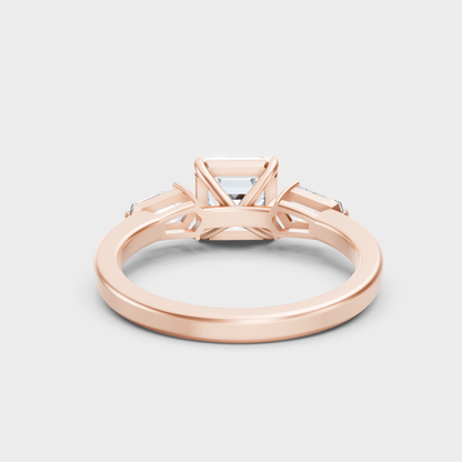 Blush Rose Gold Ring With Hallmarked Asscher Lab-Grown Diamond Detail