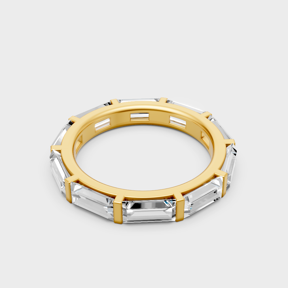 9K Yellow Gold Baguette-Shaped Lab-Grown Diamond Eternity Ring For Ethical Luxury