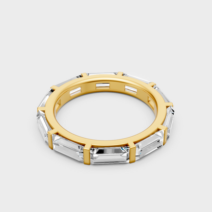 9K Yellow Gold Baguette-Shaped Lab-Grown Diamond Eternity Ring For Ethical Luxury