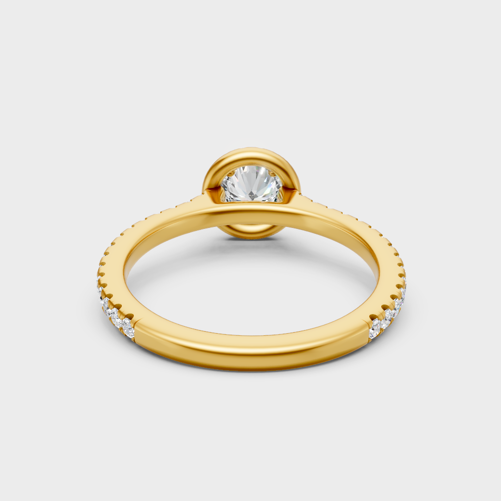 Yellow Gold Round Diamond Halo Engagement Ring For A Timeless Ethical Look