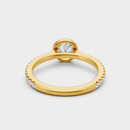 Yellow Gold Round Diamond Halo Engagement Ring For A Timeless Ethical Look