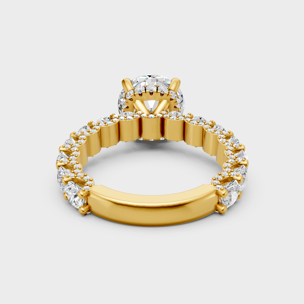 Premium yellow gold solitaire showcasing a brilliant-cut lab diamond