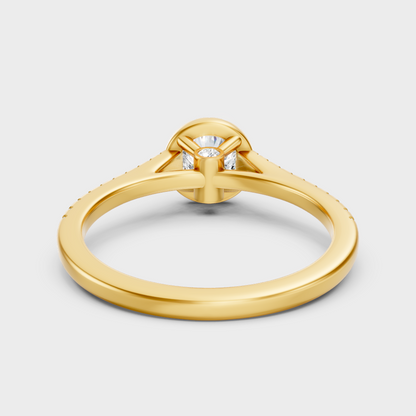 Yellow Gold Round Diamond Halo Engagement Ring For A Timeless Ethical Look
