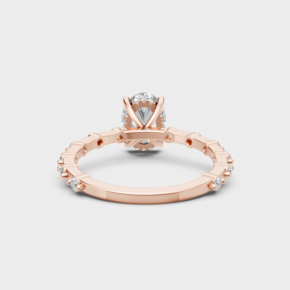 Gli-certified rose gold oval-shaped lab diamond ring for a sophisticated, feminine look