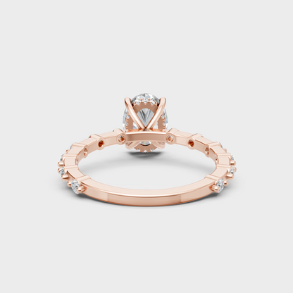 Gli-certified rose gold oval-shaped lab diamond ring for a sophisticated, feminine look