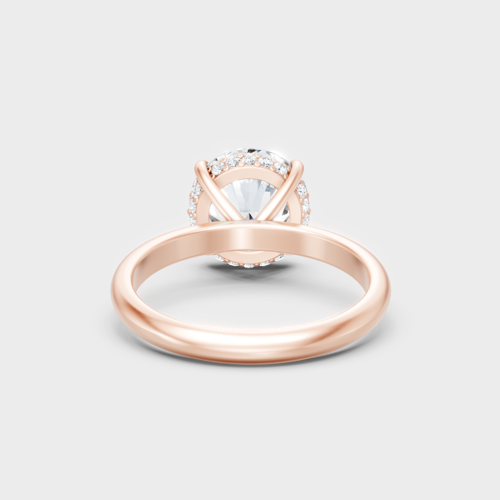 Blush Rose Gold Ring With Hallmarked Round Lab-Grown Diamond Halo Detail