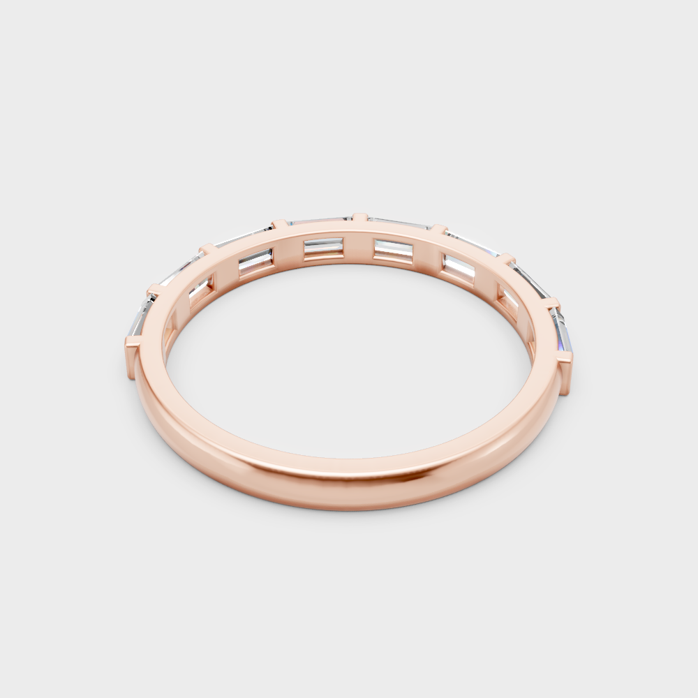 Customizable rose gold baguette diamond wedding ring for modern brides