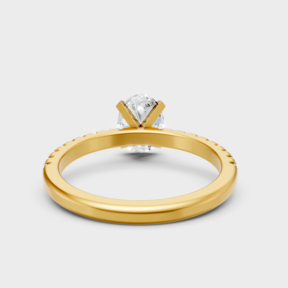 Customizable Yellow Gold Oval Ring Featuring A 1.19 Carat Sustainable Diamond