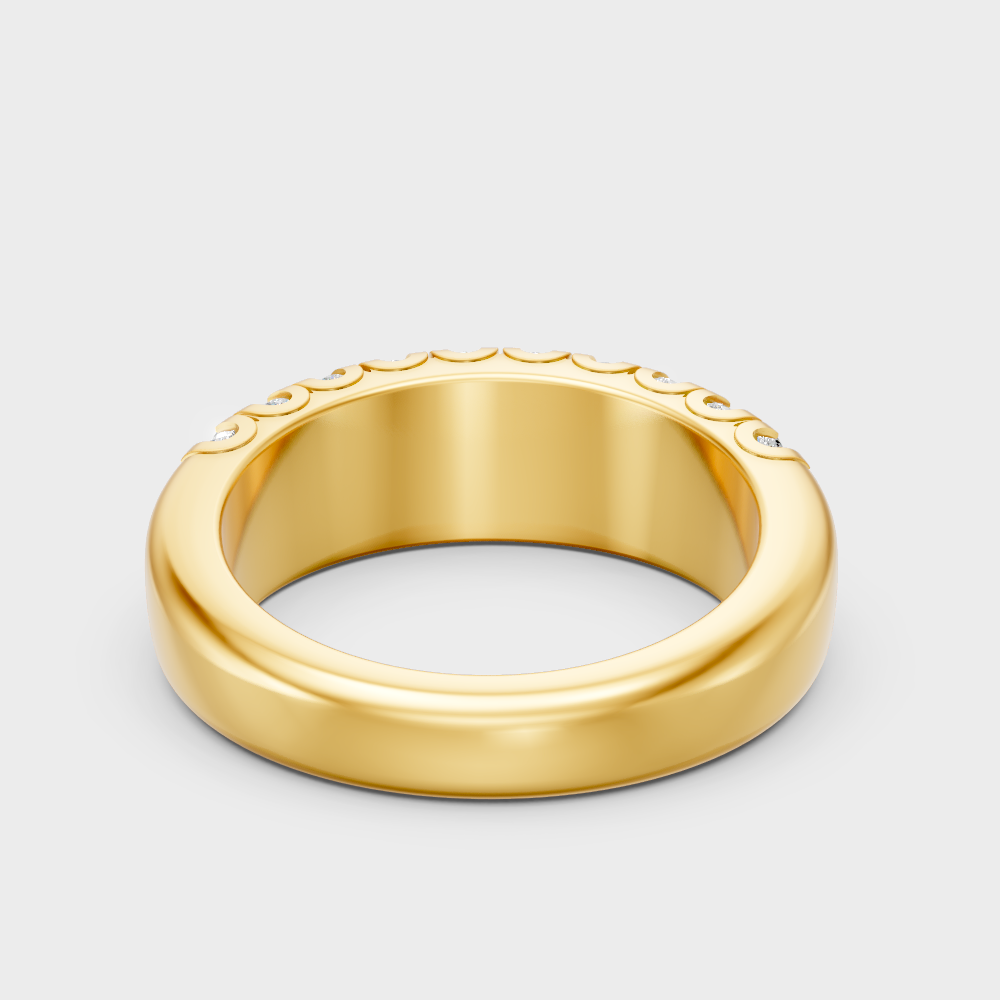 Yellow Gold Round Diamond Band For Statement And Ethical Everyday Wear