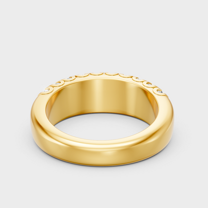 Yellow Gold Round Diamond Band For Statement And Ethical Everyday Wear