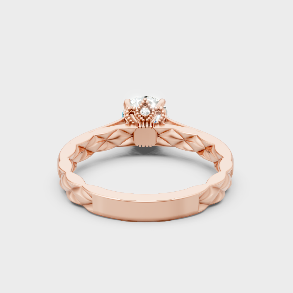 Customizable Rose Gold Round-Shaped Lab Diamond Ring