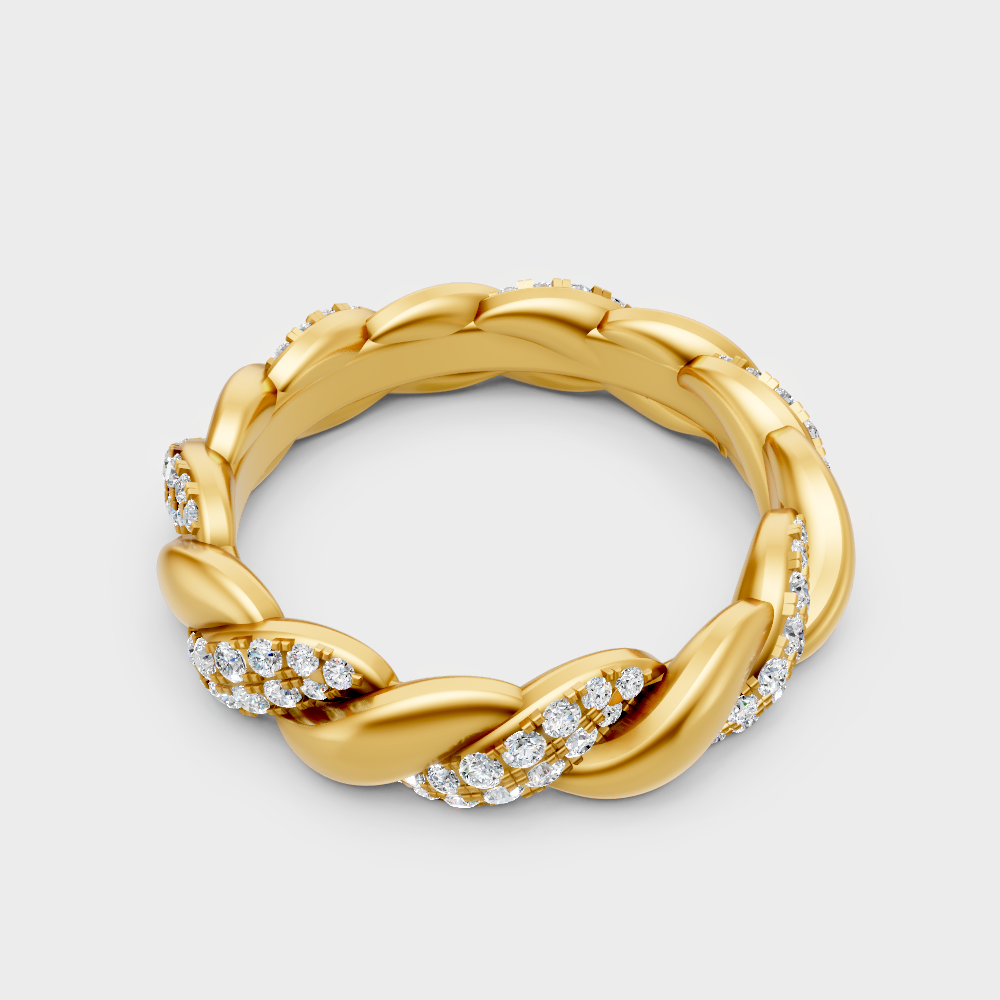 Yellow Gold Round Diamond Band For Timeless And Ethical Everyday Wear