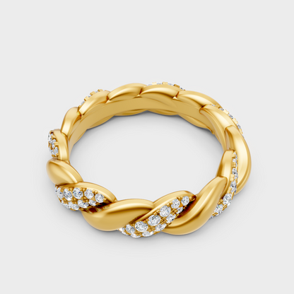 Yellow Gold Round Diamond Band For Timeless And Ethical Everyday Wear