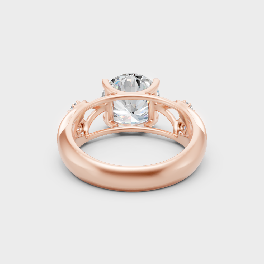 Blush Rose Gold Ring With Hallmarked Round-Cut Lab-Grown Diamond Detail