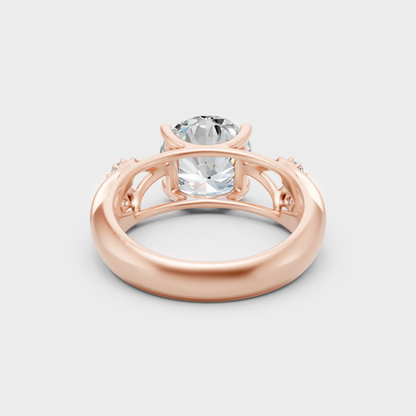 Blush Rose Gold Ring With Hallmarked Round-Cut Lab-Grown Diamond Detail
