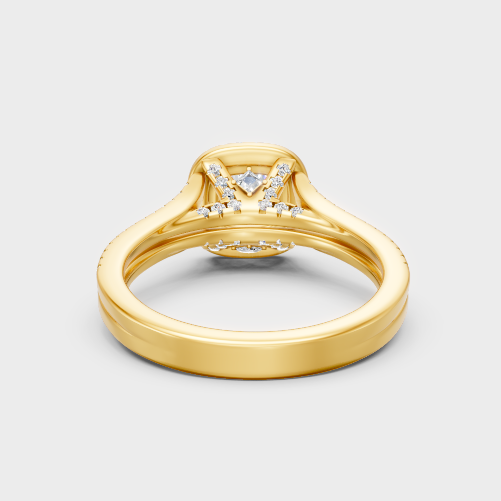 Yellow Gold Round Diamond Double Halo Engagement Ring For A Timeless Ethical Style