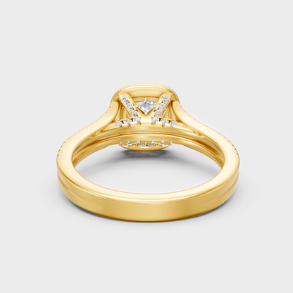 Yellow Gold Round Diamond Double Halo Engagement Ring For A Timeless Ethical Style