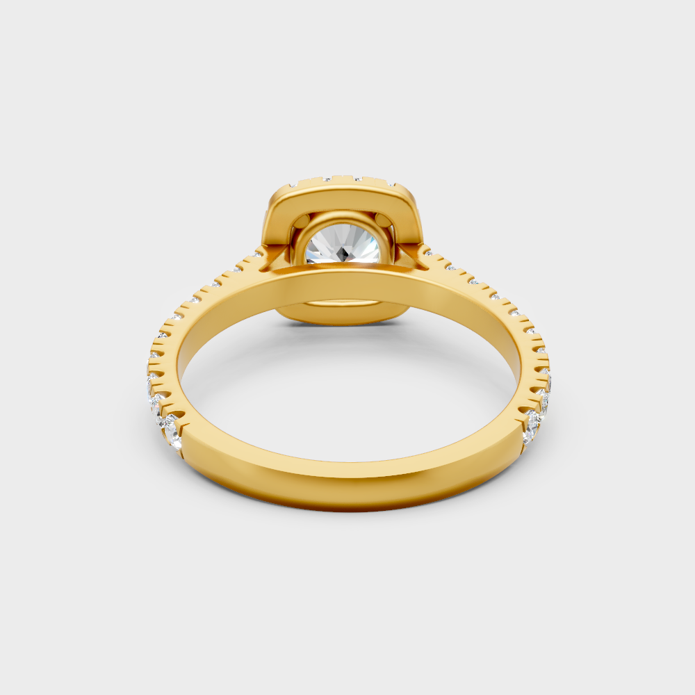 Customizable Yellow Gold Halo Ring Featuring A 1.83 Carat Sustainable Diamond