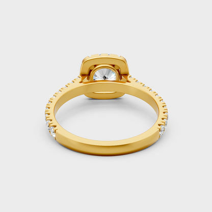 Customizable Yellow Gold Halo Ring Featuring A 1.83 Carat Sustainable Diamond