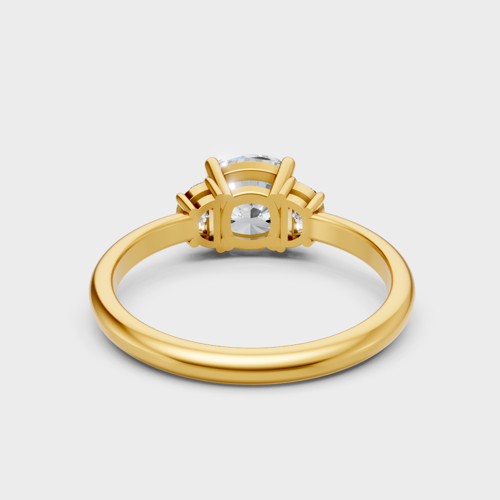 Customizable Yellow Gold Round Lab Diamond Three-Stone Ring For A Bold Choice