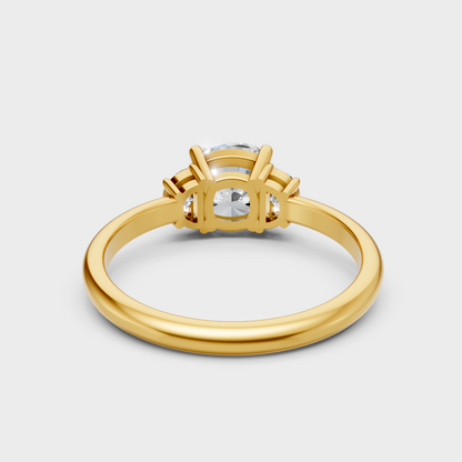 Customizable Yellow Gold Round Lab Diamond Three-Stone Ring For A Bold Choice