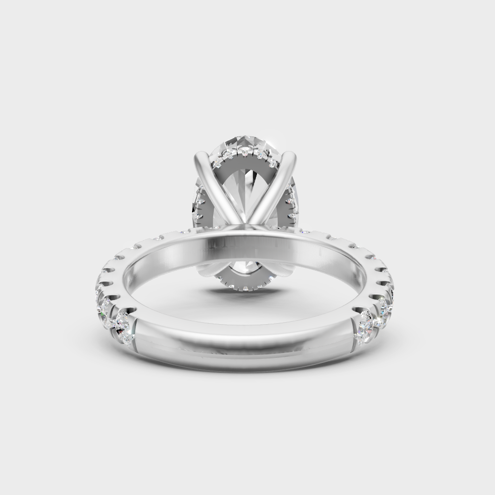 Premium 950 Platinum Hidden Halo Ring Showcasing A 3.89 Carat Oval Sustainable Diamond