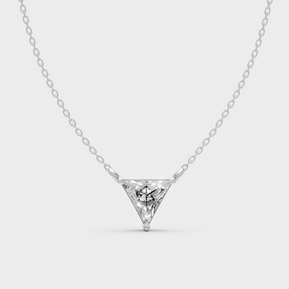 GLI Certified Triangle Cut Lab-Grown Diamond Pendant In Platinum
