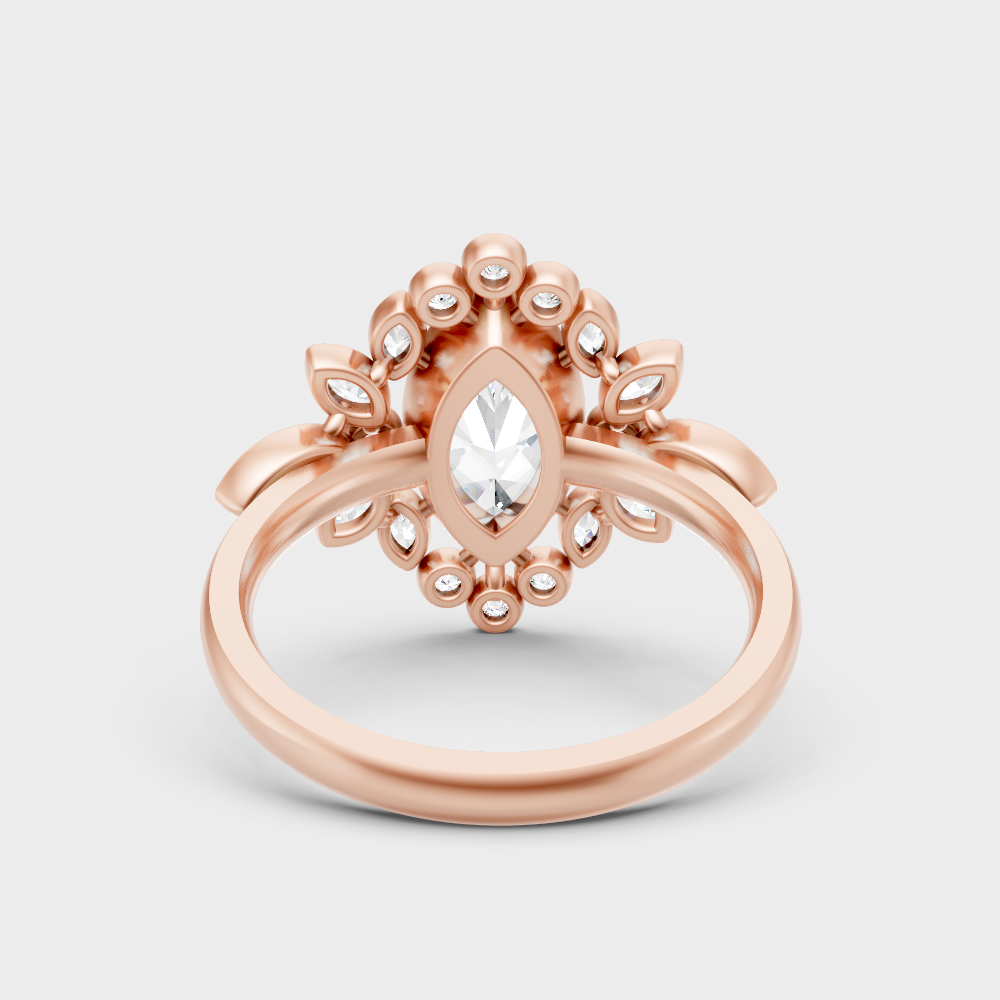 Blush Rose Gold Ring With Hallmarked  Marquise Lab-Grown Diamond Detail