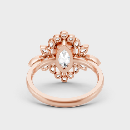 Blush Rose Gold Ring With Hallmarked  Marquise Lab-Grown Diamond Detail