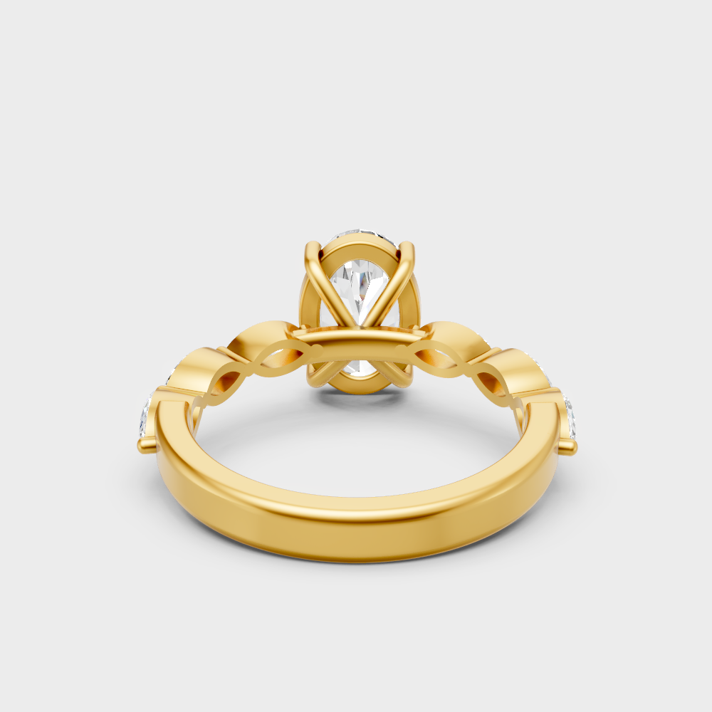 Hallmarked 18K Yellow Gold Ring With Brilliant Total Weight Lab-Grown Diamonds